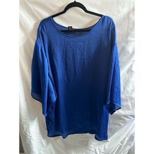 Peck & Peck Women's XL Blue Dolman Sleeve Blouse Casual Top